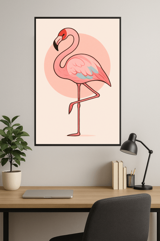 Stylizowany Druk Sztuki z Flamingiem - CasaNookDecor