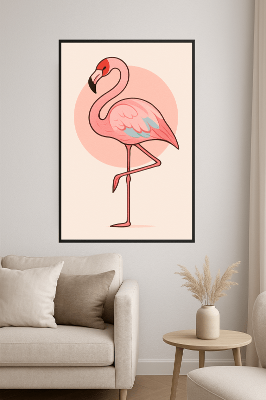 Stylizowany Druk Sztuki z Flamingiem - CasaNookDecor