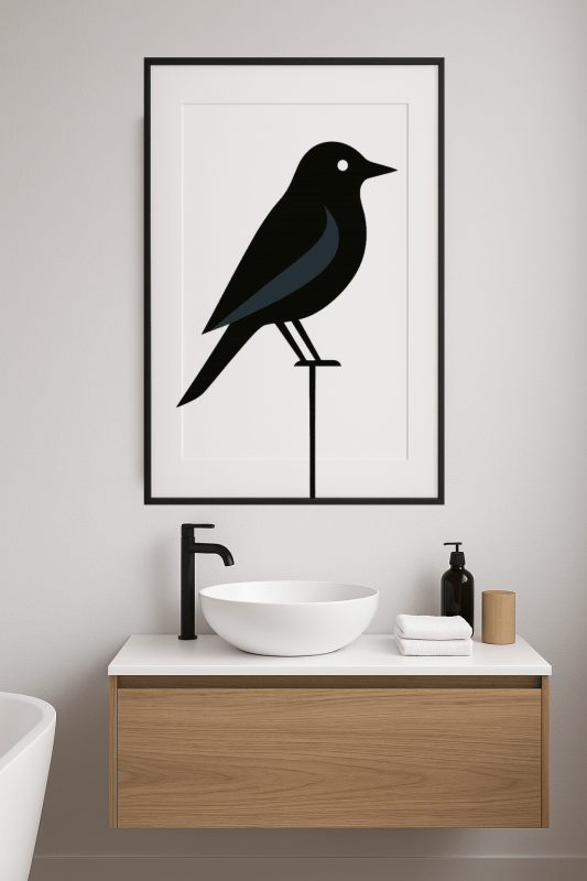 Stylizowany Druk Sztuki z Ptakiem - CasaNookDecor
