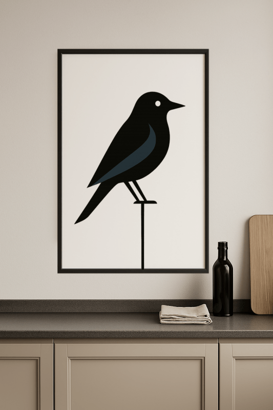Stylizowany Druk Sztuki z Ptakiem - CasaNookDecor