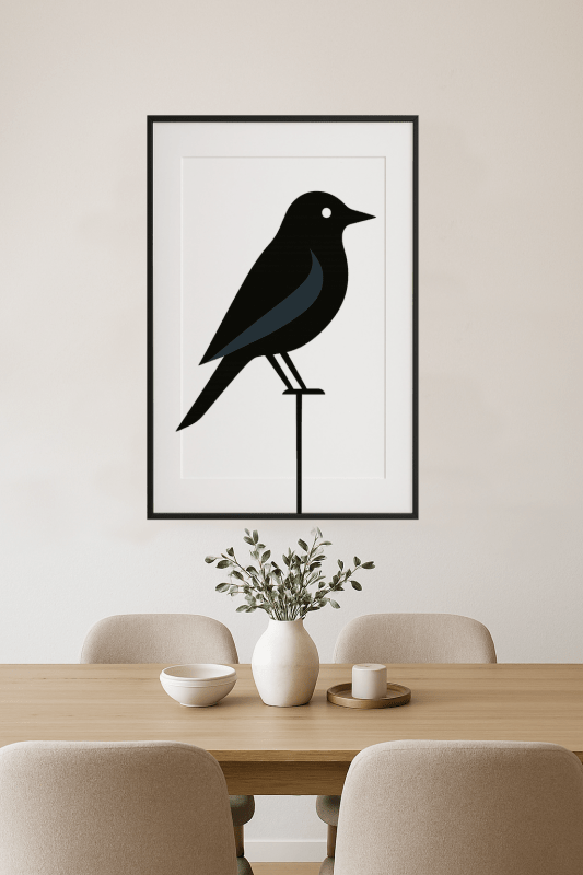 Stylizowany Druk Sztuki z Ptakiem - CasaNookDecor