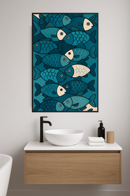 Stylizowany Druk Sztuki z Rybą - CasaNookDecor