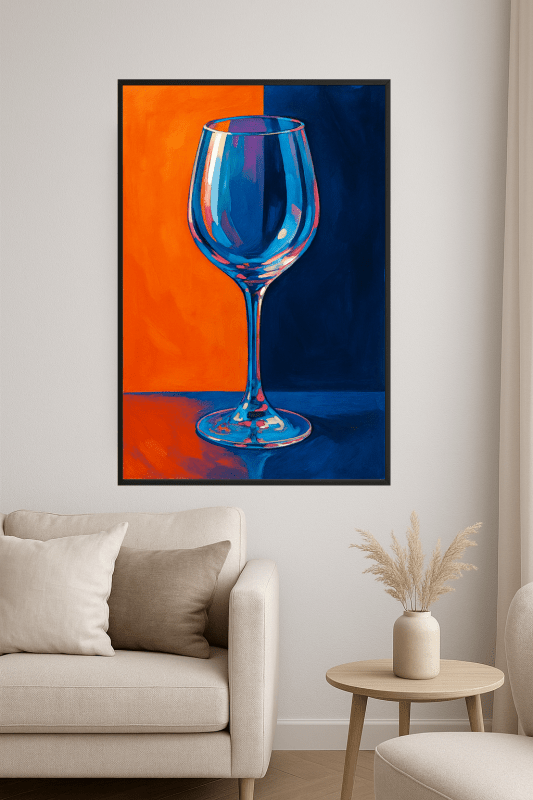 Stylizowany plakat z kieliszkiem wina - CasaNookDecor