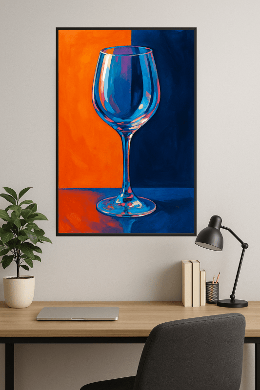 Stylizowany plakat z kieliszkiem wina - CasaNookDecor