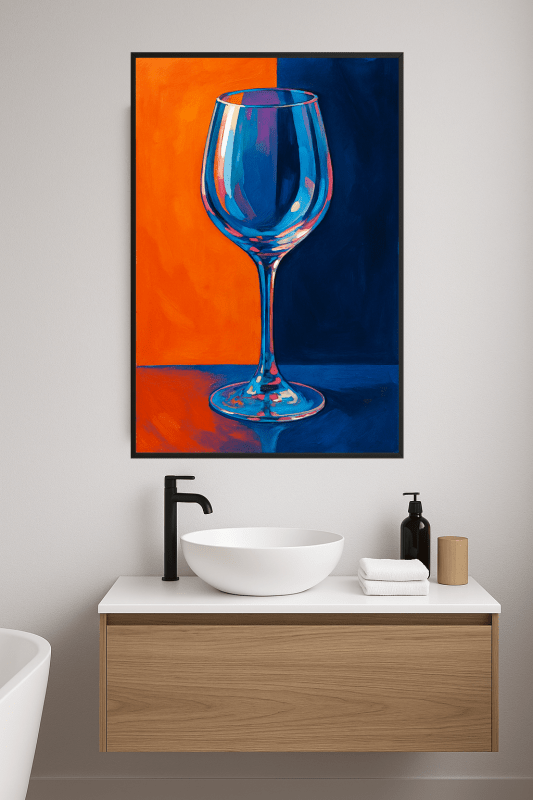 Stylizowany plakat z kieliszkiem wina - CasaNookDecor