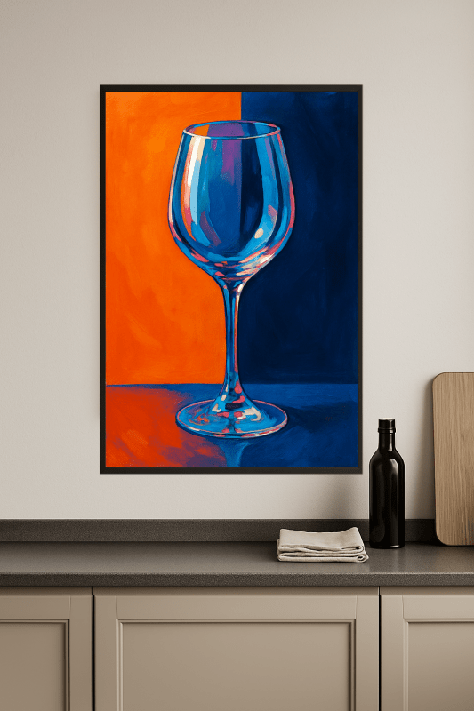 Stylizowany plakat z kieliszkiem wina - CasaNookDecor