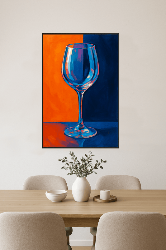 Stylizowany plakat z kieliszkiem wina - CasaNookDecor