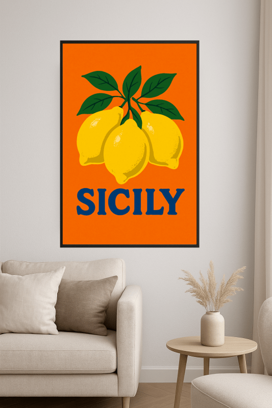 Sycylijska Grafika Cytryny - CasaNookDecor