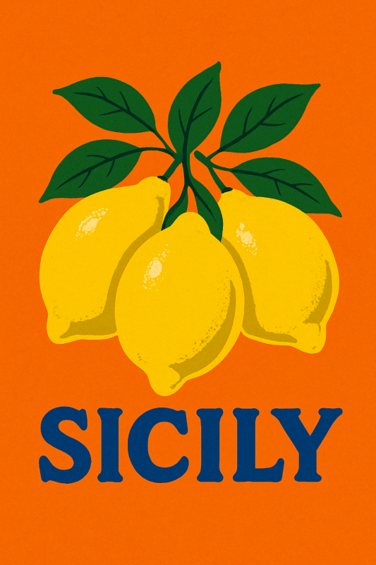 Sycylijska Grafika Cytryny - CasaNookDecor