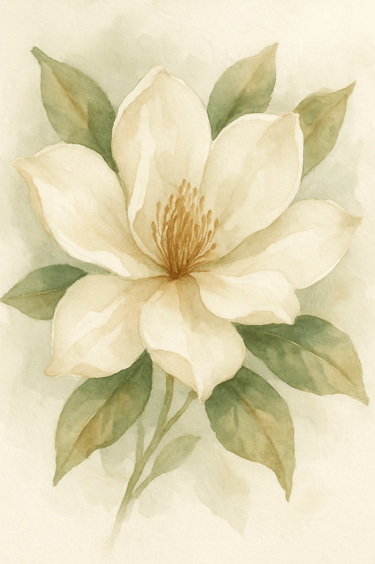 Sztuka Kwiatu Magnolii Akwarelą - CasaNookDecor