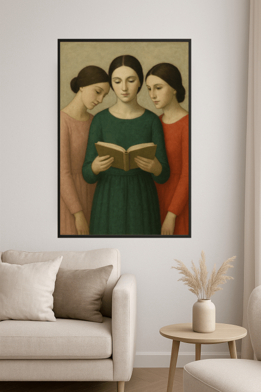 Trzy Kobiety Z Książką - CasaNookDecor