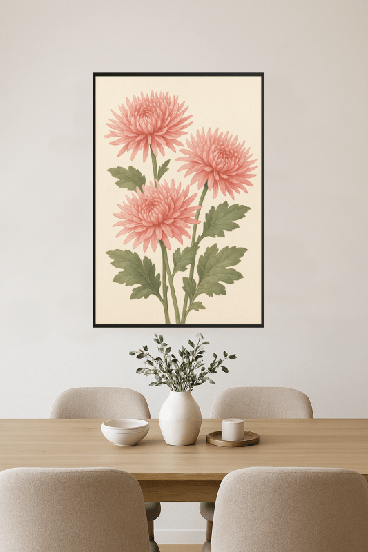 Trzy Różowe Chryzantemy - CasaNookDecor