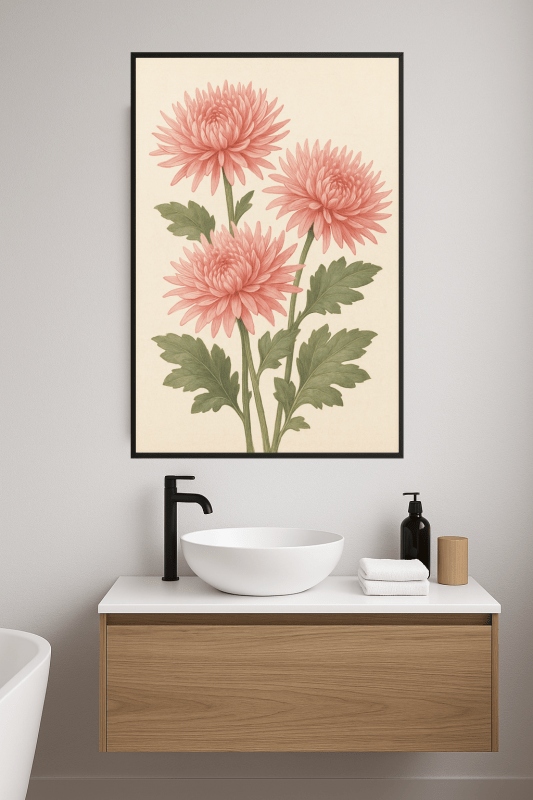 Trzy Różowe Chryzantemy - CasaNookDecor