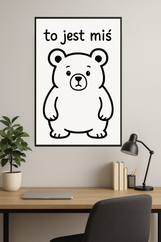 Urocza Ilustracja Misia - CasaNookDecor