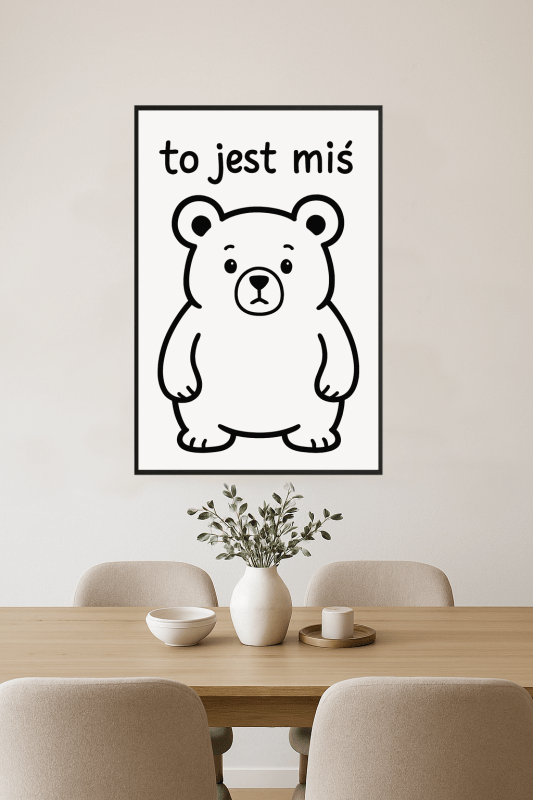 Urocza Ilustracja Misia - CasaNookDecor
