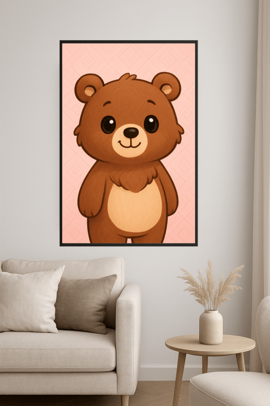 Uroczy Rysunkowy Niedźwiedź - Plakat Artystyczny - CasaNookDecor