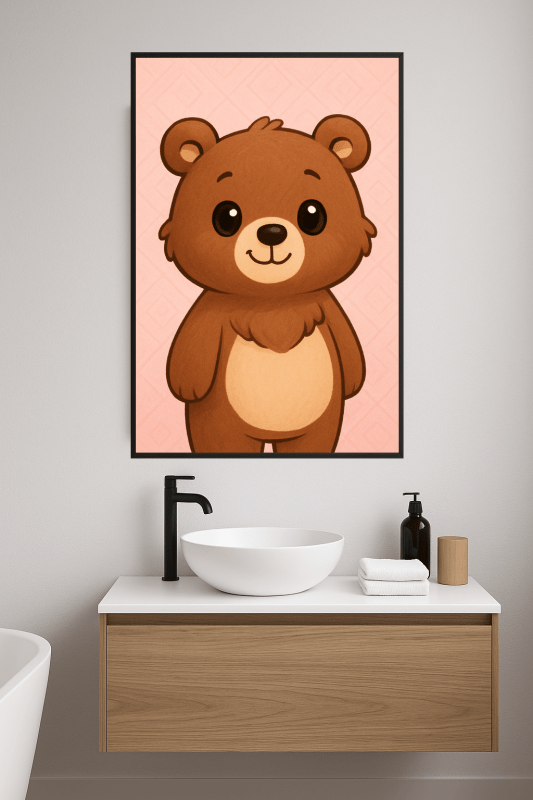 Uroczy Rysunkowy Niedźwiedź - Plakat Artystyczny - CasaNookDecor