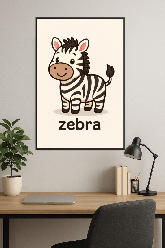 Uroczy Wzór Zebry w Stylu Kreskówkowym - CasaNookDecor