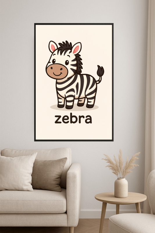Uroczy Wzór Zebry w Stylu Kreskówkowym - CasaNookDecor