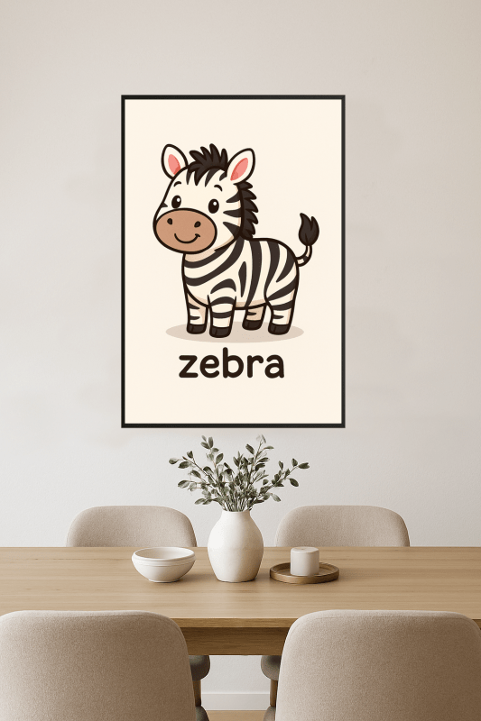 Uroczy Wzór Zebry w Stylu Kreskówkowym - CasaNookDecor