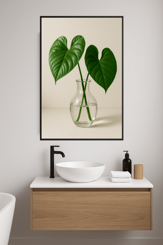 Wazon Szklany Z Zielonymi Liśćmi - CasaNookDecor