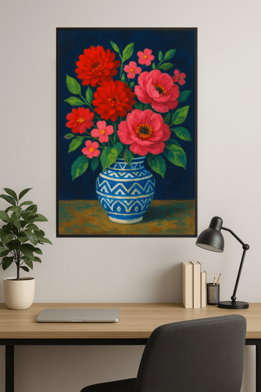 Wibrująca Sztuka Wazonu z Kwiatami - CasaNookDecor
