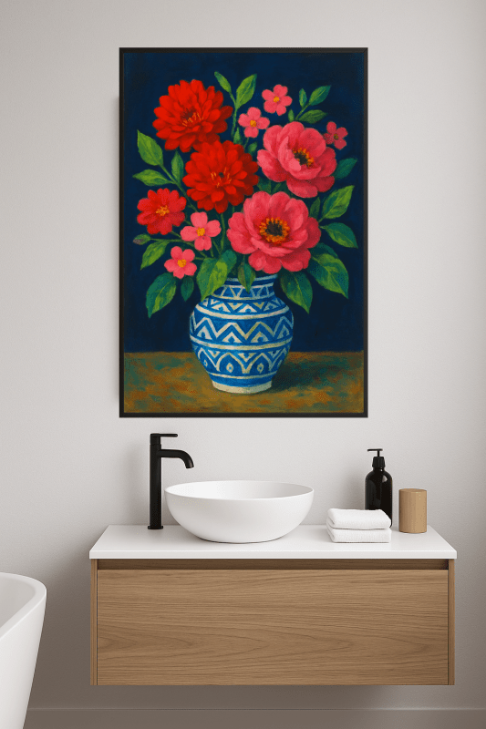 Wibrująca Sztuka Wazonu z Kwiatami - CasaNookDecor