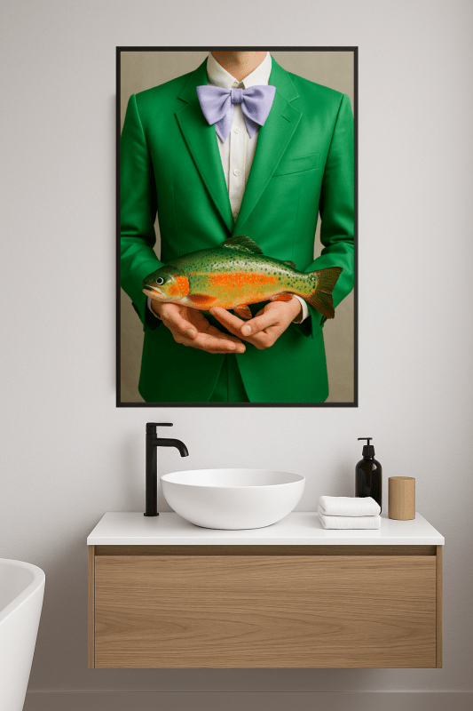 Zielony Garnitur Z Kolorowymi Rybami - CasaNookDecor