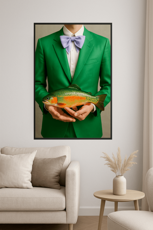 Zielony Garnitur Z Kolorowymi Rybami - CasaNookDecor