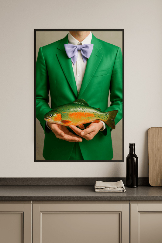 Zielony Garnitur Z Kolorowymi Rybami - CasaNookDecor
