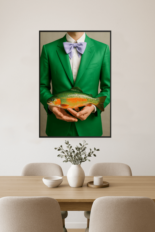 Zielony Garnitur Z Kolorowymi Rybami - CasaNookDecor