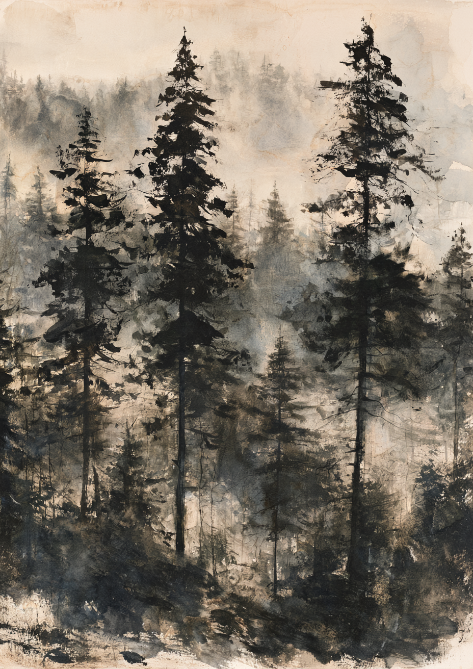 Misty Forest Ink I art print