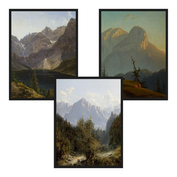 Obrazy góry: Tatry, Morskie Oko, zestaw 3 obrazów w czarnych ramach na białym tle