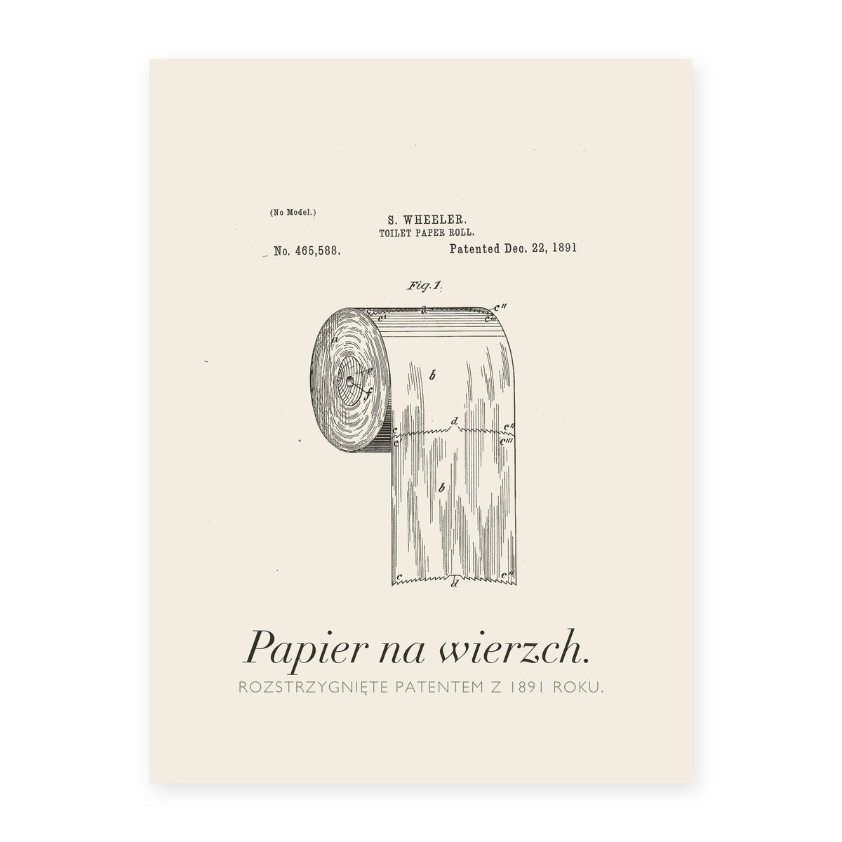 Plakat do łazienki Patent 1891, rycina z polskim podpisem