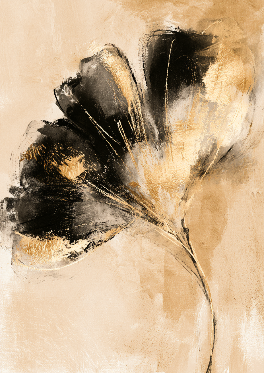 Golden Ginkgo print two – plakat na ścianę