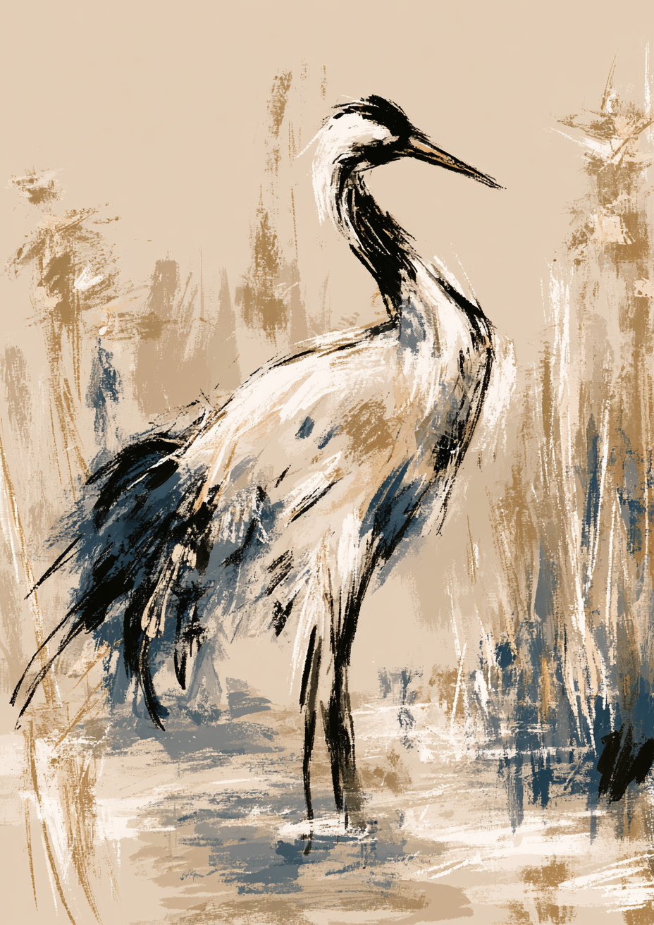 Japanese Cranes print two