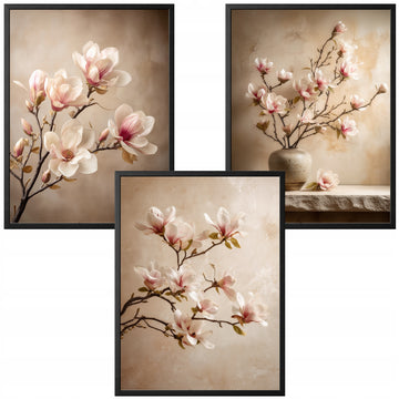 Magnolia Wiosna — Zestaw 3 Plakaty – plakat na ścianę