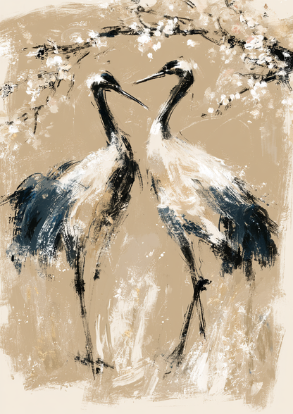 Japanese Cranes print three