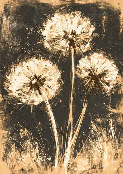 Golden Dandelions print three