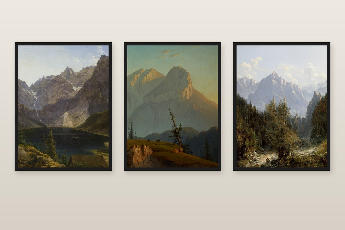 Obrazy góry: Tatry, Morskie Oko, zestaw 3 obrazów na jasnej ścianie
