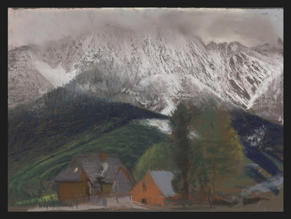Obrazy góry: Tatry zimą, Giewont: Giewont w śniegu, plakat w czarnej ramie