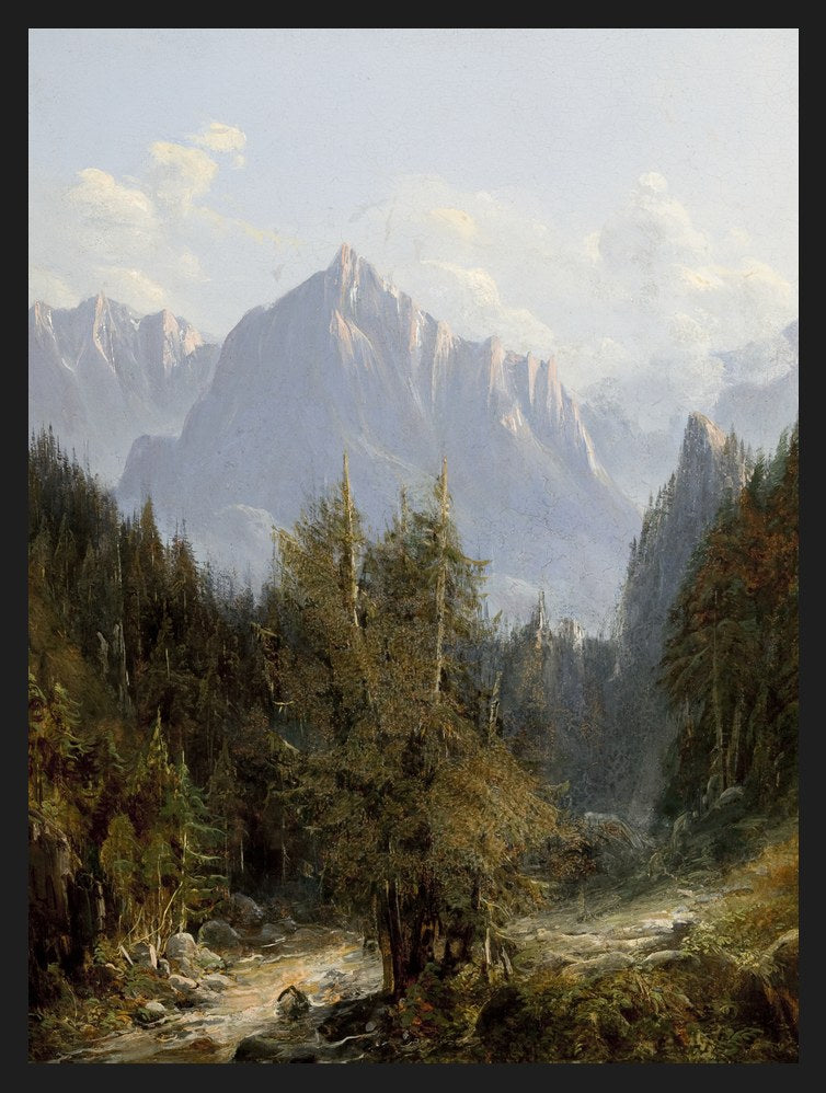 Obrazy góry: Tatry, Morskie Oko: Droga do Morskiego Oka, plakat w czarnej ramie