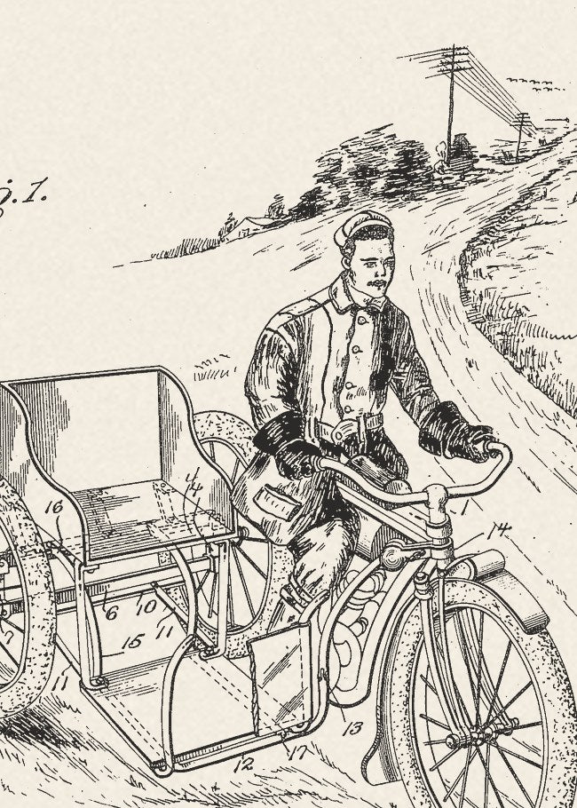Plakaty dla motocyklisty: rysunki patentowe vintage: zbliżenie szczegółów