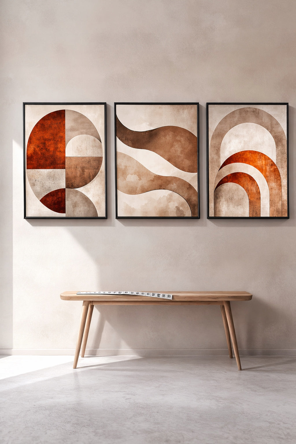 Abstrakcja Beżowa — Zestaw 3 Plakaty – plakat do druku