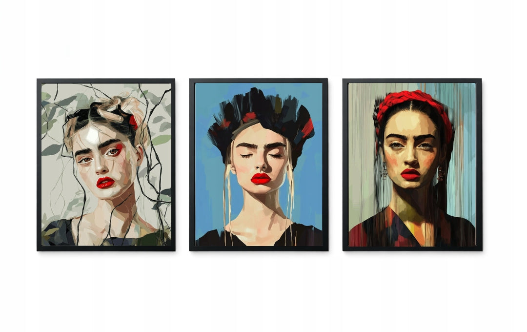 Portret Minimalistyczny — Zestaw 3 Plakaty – plakat do druku