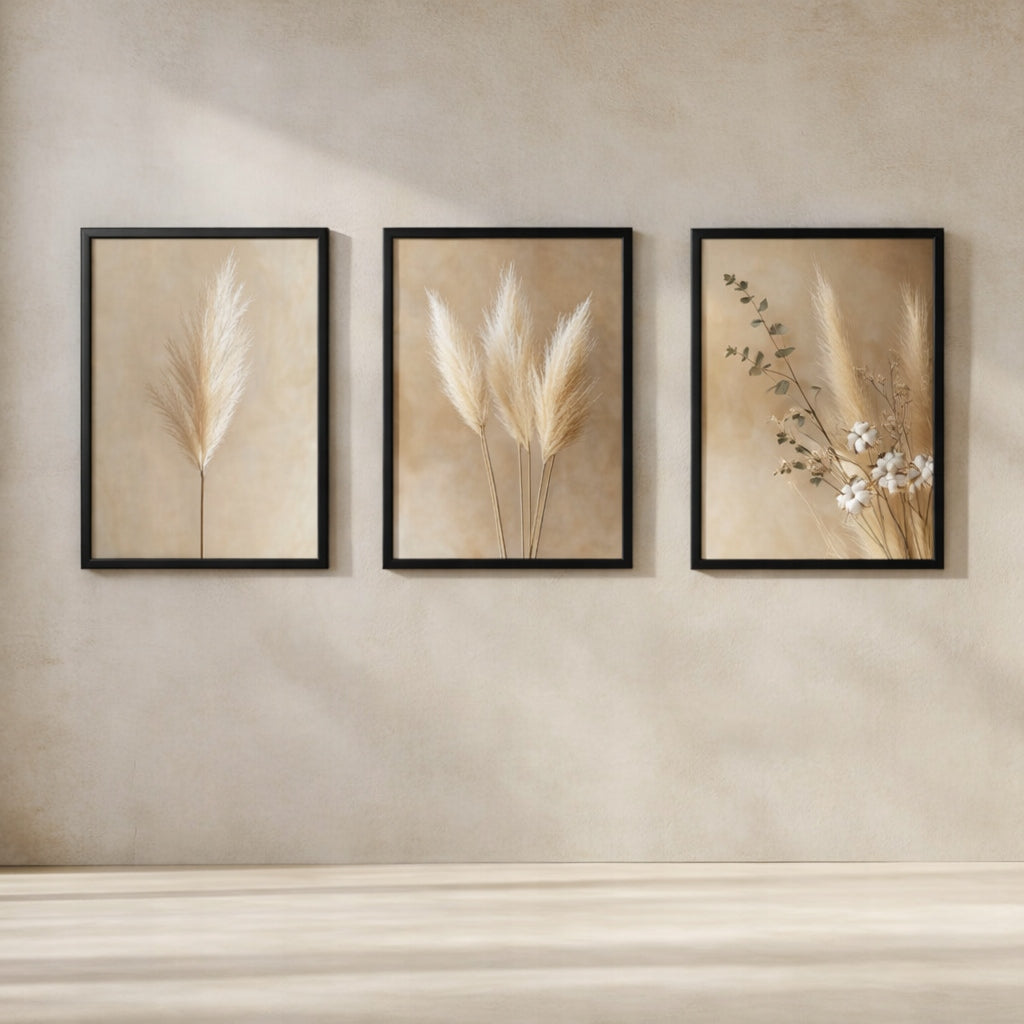 Trawy Pampasowe Boho — Zestaw 3 Plakaty – plakat do druku
