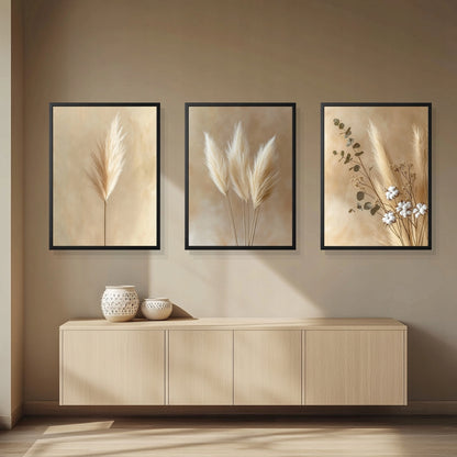 Trawy Pampasowe Boho — Zestaw 3 Plakaty