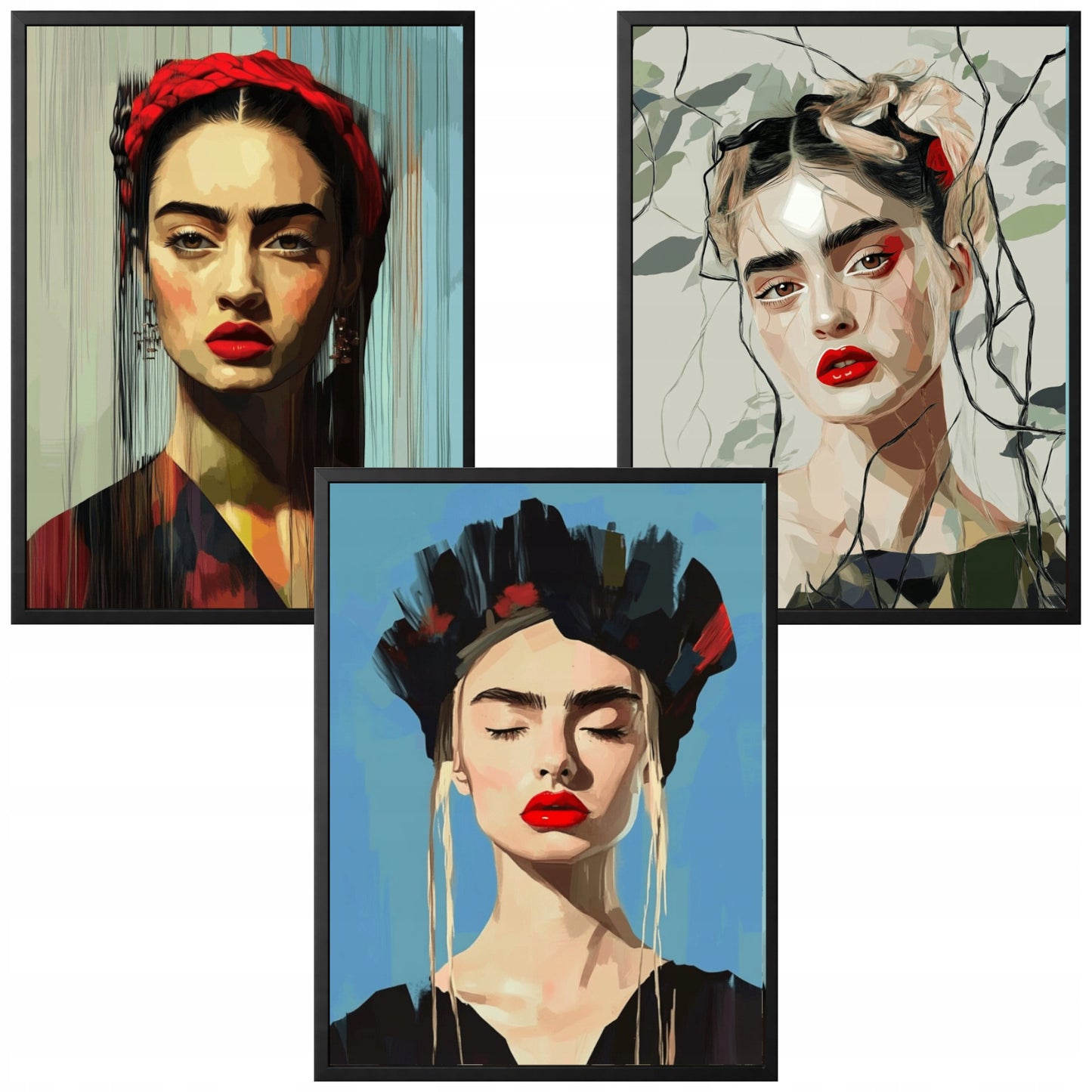 Portret Minimalistyczny — Zestaw 3 Plakaty – plakat do druku