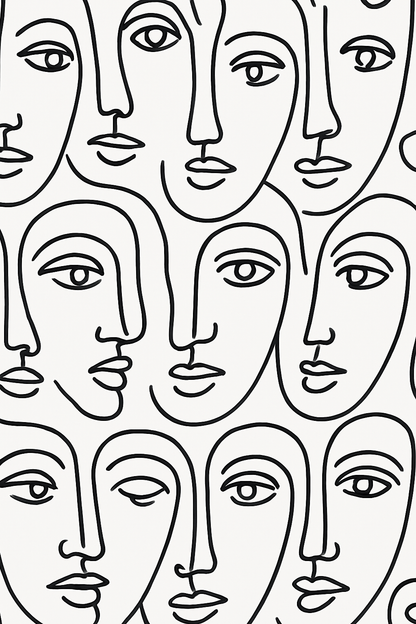 Abstract Line Face Art