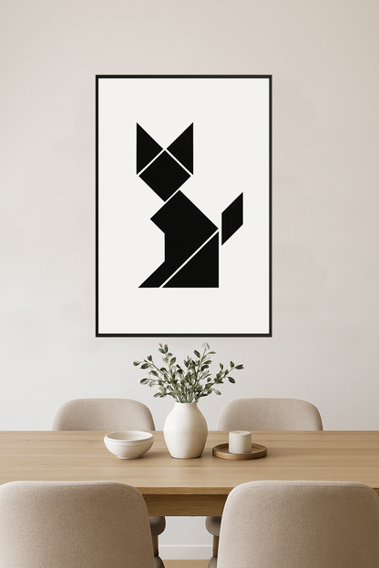 Abstract black cat made of geometric shapes.- jadalnia